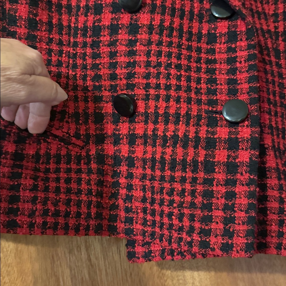 Christian Dior vintage Red and Black Checkered woman’s short Blazer (mlb/rmt) - Picture 3 of 6